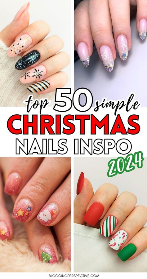 Wow your friends with these fab yet simple Christmas nail designs! Featuring the latest in Christmas nails 2024, festive Christmas nail art, and the most cute Christmas nail ideas, these styles are perfect for any event. Great for fans of red Christmas nails and festive green Christmas nails. See the full collection now! Pretty Nails Christmas, Christmas Gel Nail Art, Simple Disney Christmas Nails, Easy Nail Designs Christmas, Christmas Nails Round Shape, Christmas Nail Art Simple, Christmas Finger Nails, Christmas Nails Asthetics, Pink Christmas Nail Ideas