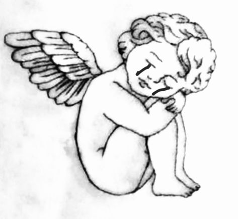 Crying Angel Tat, Angel Baby Tattoo, Angel Crying, Crying Angel, Baby Angel Tattoo, Baby Tattoo, Korean Tattoos, Blowing Kisses, Forarm Tattoos