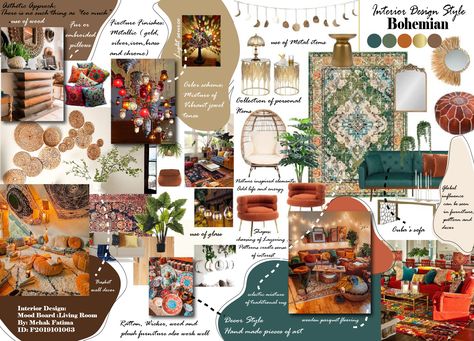 Bohemian Interior Design Mood Board, Sheet Design, Bohemian Interior Design, Bohemian Theme, Bohemian Interior, Interior Design Mood Board, 2020 Design, Mood Board Design, Bohemian Design