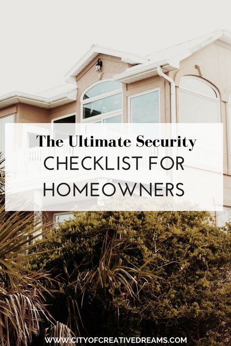 The Ultimate Security Checklist for Homeowners | City of Creative Dreams home security ideas, home security ideas, home security smart, home security on a budget Security Ideas For Home, Security For Apartments, Security Systems For Home, Ring Home Security System, Best Security System House, Home Decor Ideas Living Room Apartment, Security Alarm System House, Home Security Tips, Diy Home Security