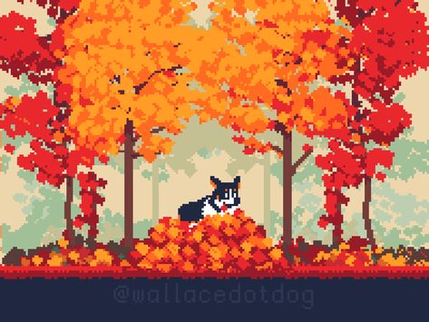 Halloween Gif Wallpaper Pc, Fall Pixel Art Gif, Pixel Scenery Gif, Cute Gif Wallpapers, Autumn Twitter Header, Fall Hd Wallpaper, Autumn Background Desktop, Autumn Animation, Leaves Animation