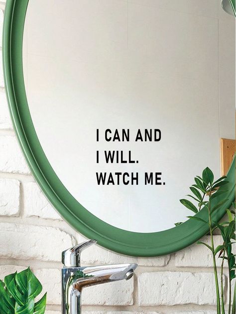 I CAN AND I WILL.WATCH ME. Slogan Motivational Phrases Quotes Wall Stickers Decor Sentences Home Vinyl Girl Room Decoration Mirror Wall Mural Words Sticker Black    PVC     Home Decor, size features are:Bust: ,Length: ,Sleeve Length: Mirror Quotes, Cute Happy Quotes, Decoration Mirror, Wall Phrases, Mirror Words, Motivational Wall Decor, Mirror Stickers, Mirror Wall Stickers, Mirror Painting