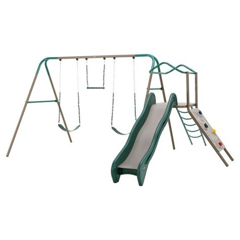 Lifetime Products Climb and Slide Swing Set Kids Having Fun, Healthy Activities, Outdoor Play Equipment, Climbing Wall, Green Powder, Baby Swings, Swing Set, Outdoor Toys, Hard Time