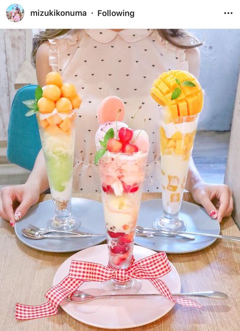 Aesthetic Parfait, Cute Parfait, Japanese Parfait, Cute Meals, Parfait Design, Bento Lunchbox, Parfait Desserts, Studying Food, Party Food Buffet