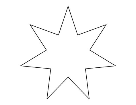 Seven-pointed star pattern. Use the printable outline for crafts, creating stencils, scrapbooking, and more. Free PDF template to download and print at http://patternuniverse.com/download/seven-pointed-star-pattern/ 5 Pointed Star Template, 7 Pointed Star Tattoo, Seven Pointed Star Tattoo, Star Pattern Printable, 9 Pointed Star, Seven Pointed Star, Star Template Printable, 7 Pointed Star, 6 Pointed Star