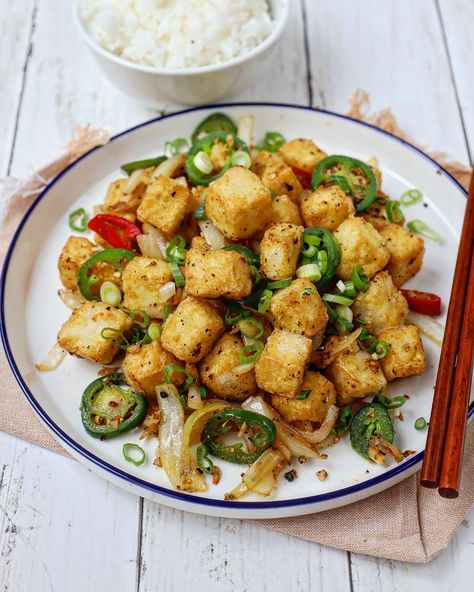 Salt & Pepper Tofu - C.HerCreations Salt And Pepper Tofu, Pepper Tofu, Firm Tofu, Happy Cooking, Extra Firm Tofu, Bean Curd, Vegetable Seasoning, Salt Pepper, Vegan Gluten Free