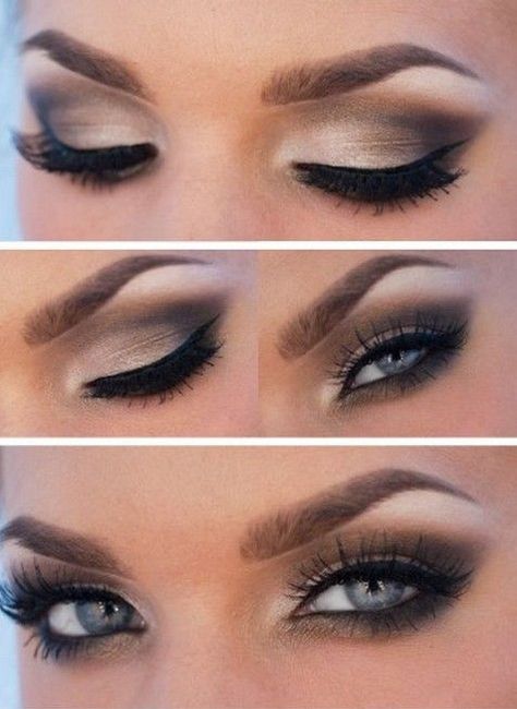 20 Amazing Makeup Tutorials For Blue Eyes Grey Smokey Eye, Blue Eye Makeup Tutorial, Simple Wedding Makeup, Makeup Cantik, Blue Eyes Pop, Light Blue Eyes, Makeup Tip, Prom Eye Makeup, Makijaż Smokey Eye