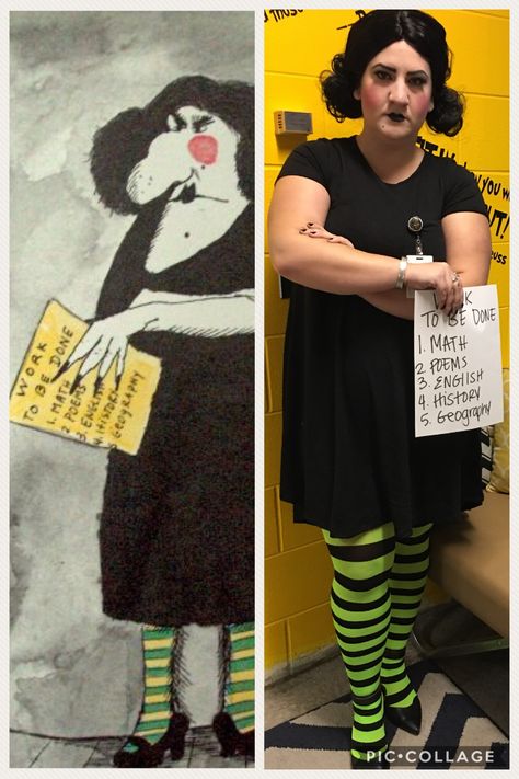 Viola Swamp costume from Miss Nelson is Missing. #teacherhalloween #bookcharacters #violaswamp Viola Swamp Costume, Swamp Costume, Viola Swamp, Miss Nelson Is Missing, World Book Day Outfits, Book Characters Dress Up, Costumes For Work, Book Character Day, Teacher Halloween Costumes