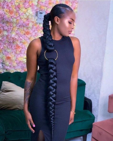 Natural Hair Ponytail, Sleek Ponytail Hairstyles, Braided Ponytail Hairstyles, Natural Hair Styles Easy, Hair Ponytail Styles, Sleek Ponytail, African Braids Hairstyles, Ponytail Styles, Long Braids