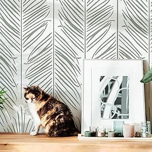 Leaf Wall Stencil, Modern Wall Stencil, Stencil Painting On Walls, Leaf Stencil, Wall Stencil, Wall Stencils, Palm Fronds, Stencils Wall, Stencil Painting