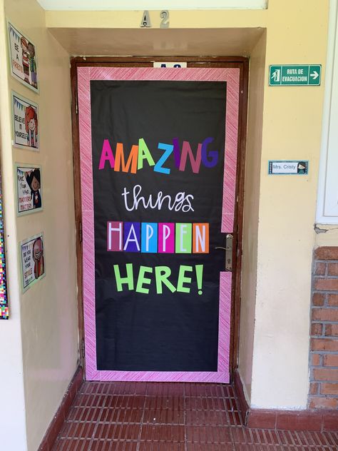 Our Future Is So Bright Classroom Door, Amazing Things Happen Here Door, Amazing Things Happen Here Bulletin, Amazing Things Happen Here, Sunshine Committee, Orton Gillingham, Classroom Bulletin Boards, Class Decoration, Classroom Door