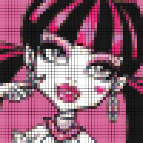 Draculaura Perler Beads, Pixel Art Starvingartist, Monster High Alpha Pattern, Kandi Tapestry, Monster High Perler Beads, Pixel Art 32x32 Grid, Goth Pixel Art, Hello Kitty Crochet, Easy Perler Beads Ideas