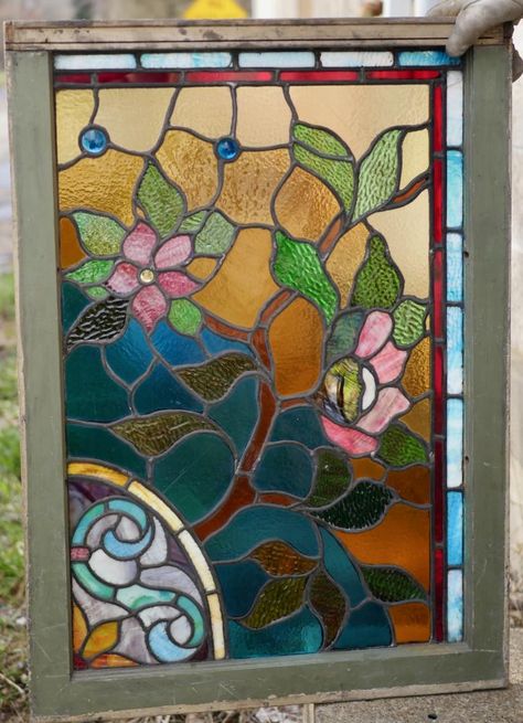 ANTIQUE STAINED GLASS WINDOW Window Aesthetic, Antique Stain, Stained Glass Window Panel, Aesthetic Movement, Gradient Background, Stained Glass Window, Leaded Glass, Stain Glass, Window Panels