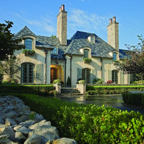 French Homes Exterior, Country French Homes Exterior, Jack Arnold Homes, Dormer Styles, French Country Exterior Homes, Country French Home, French Country Exterior, Contemporary Houses, European Cottage