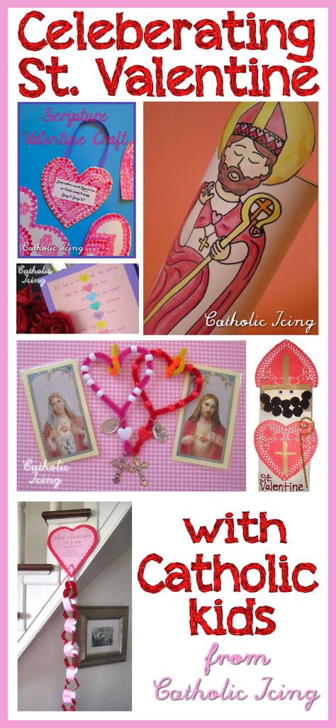 Looking for ideas to celebrate the feast of St. Valentine with your Catholic kids? This is the ultimate list! Crafts, printables, food ideas, and more. <3 Catholic Valentines Crafts, Valentines Scripture, Catholic Valentines, Scripture Crafts, Catholic Kids Crafts, Religious Valentines, Preschool Valentine, Catholic Homeschool, Liturgical Year