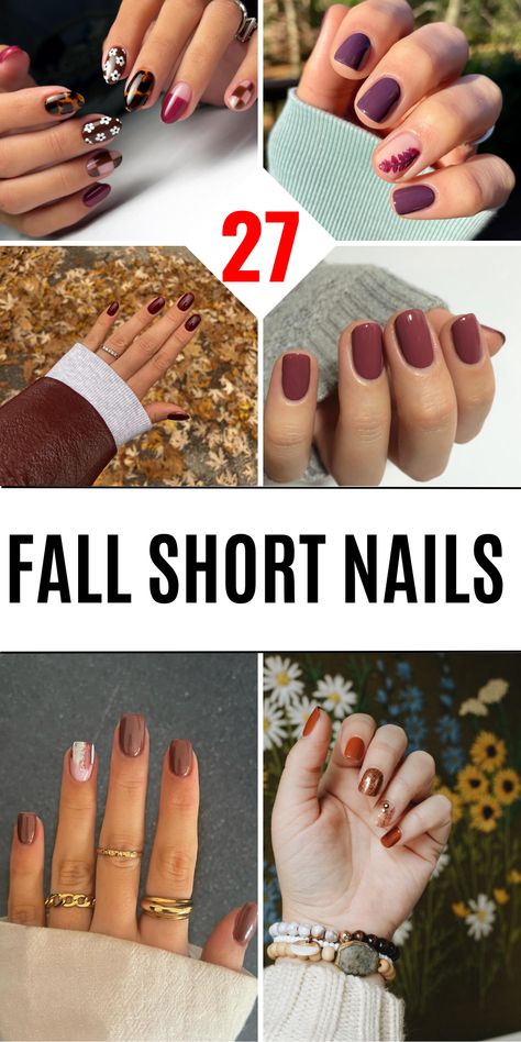 27 Fall Short Nails 2024: Top Trends and Cute Ideas to Try This Autumn - divagaze.com Solid Color Nail Ideas Fall, Basic Nails Acrylic Short Fall, Fall Gel Nails Short Square, Neutral Nails With Design Simple, Fall Almond Short Nails, Short Fall Nails 2023 Gel, Short Squoval Nails Design Fall, September Nail Ideas Gel Simple Short, Fall French Manicure Ideas