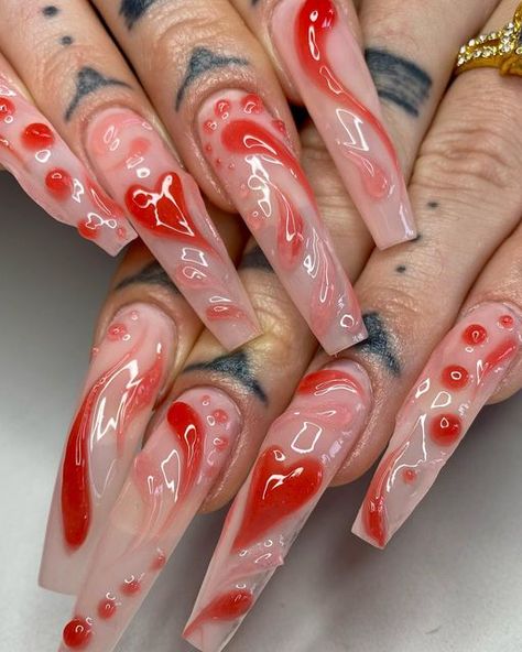 Junk Nails, Lipstick Nails, Valentine Nail Art, Red Jelly, Tap Tap, Glamour Nails, Edgy Nails, Nail Designs Valentines, Grunge Nails