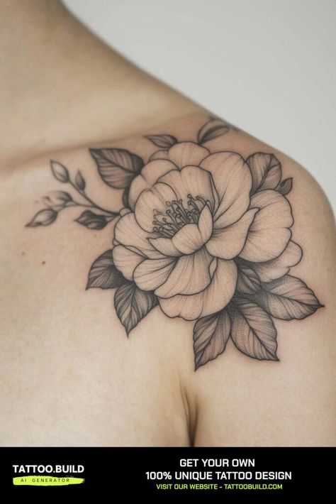 Ethereal Beauty Ladies Shoulder Tattoo Ideas to Inspire Your Next Floral Masterpiece Peony Collar Bone Tattoo, Big Shoulder Tattoos For Women, Shoulder Floral Tattoos For Women, Floral Shoulder Tattoos For Women, Ladies Shoulder Tattoo, Floral Shoulder Tattoos, Shoulder Tattoo Ideas, Cool Shoulder Tattoos, Floral Tattoo Shoulder