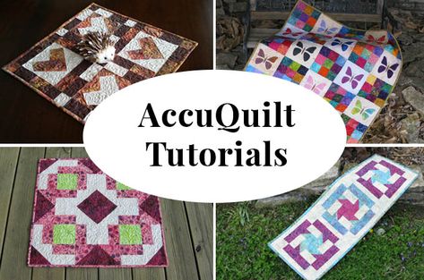 Accuquilt 8" Cube Patterns, Easy Quilt Projects, Accuquilt Projects Ideas, Accuquilt Patterns, Table Runner Tutorial, Batik Pillow, Pineapple Quilt, Quilt Tips, Quilt In A Day