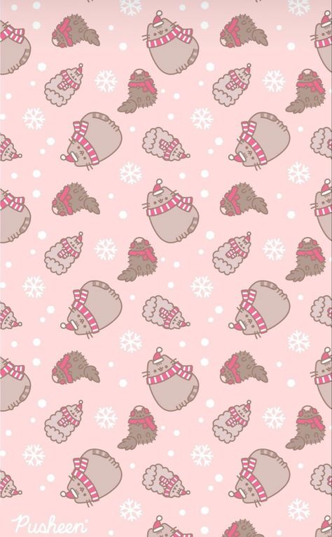 Pusheen Christmas, Cat Pattern Wallpaper, Ipad Air Wallpaper, Halloween Wallpaper Iphone Backgrounds, Pusheen Cute, Xmas Wallpaper, Vintage Flowers Wallpaper, Kawaii Christmas, Pusheen Cat