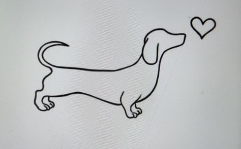 Dachshund Outline Drawing, Dachshund Silhouette Tattoo, Weenie Dog Tattoo Dachshund, Spaniel Outline Tattoo, Wiener Dog Tattoo Dachshund, Dachshund Outline Tattoo, Small Dachshund Tattoo, Daschund Tattoo Minimalist, Daschund Drawing