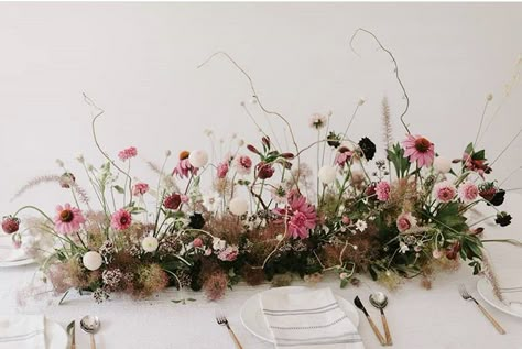 Meadow Centerpiece, Event Planner Portfolio, Wild Flowers Wedding, Tablescapes Party, Magic In The Moonlight, Flowers Wedding Table, Wildflower Wedding Theme, Branch Centerpieces, Special Events Decor