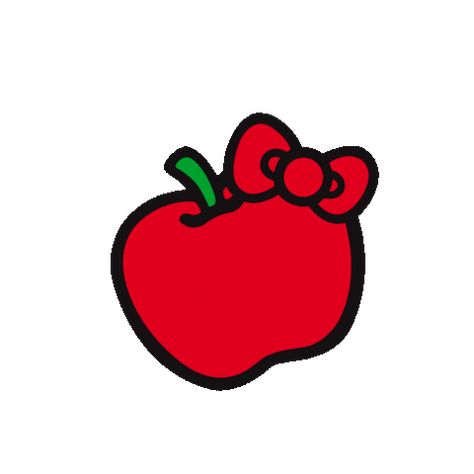 Hello Kitty Apple Kitty Gif, Hello Kitty Apple, Hello Kitty Clipart, Apple Sticker, Animated Emojis, Bow Sticker, Apple Aesthetic, Hello Kitty Vans, Beach Png