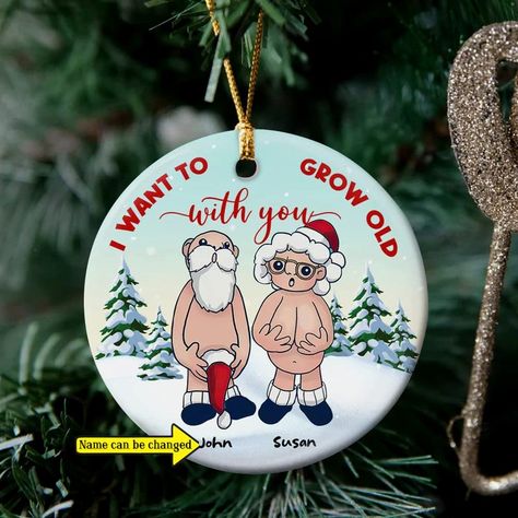 Personalized I Want to Grow Old With You Ceramic Ornament - Etsy Australia Christmas Ornaments 2023, Vieux Couples, Christmas Husband, Couples Christmas Ornament, Ceramic Christmas Decorations, Old Couple, Name Christmas Ornaments, Couple Christmas, Star Snowflake