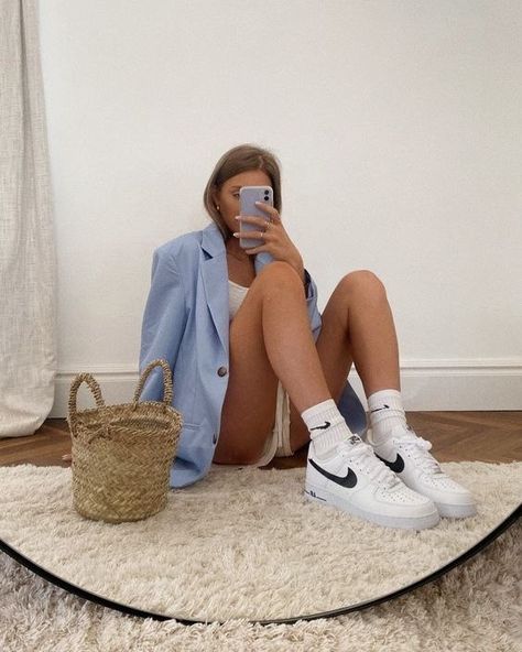 Nike Air Force 1 Summer Outfit, How To Style Air Force Ones Women, Women’s Nike Air Force 1 Outfit, Womens Airforce 1s Outfit, Nike Women Air Force, Air For E 1 Outfit Women, Dress And Nike Sneakers Outfit, Nike Air Force 1 Outfit Woman Casual, Nike Air Force 1 Outfit Woman Dress