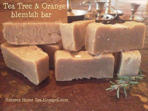 Natures Home Spa: Tea Tree and Orange Soap acne and blemish recipe Hot Process Soap Recipes Crock Pots, Diy Soap Making, Tree Bar, Tea Tree Oil For Acne, Diy Soap Bars, Savon Diy, Tree Orange, Acne Soap, Tea Tree Soap