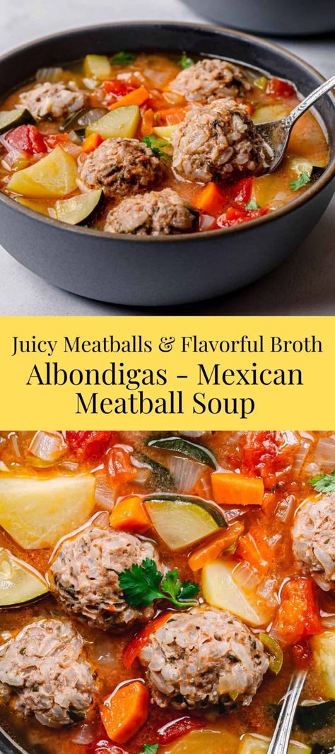 Supper Ideas Cold Weather, Albondigas In Crockpot, Albondigas Soup Instant Pot, Albondigas Meatballs Recipe, Albondigas Soup Recipe Instant Pot, Meatballs Soup Mexican, Meatball Soup Mexican, Albondigas Soup Recipe Crockpot, Mexican Meatball Soup Crockpot