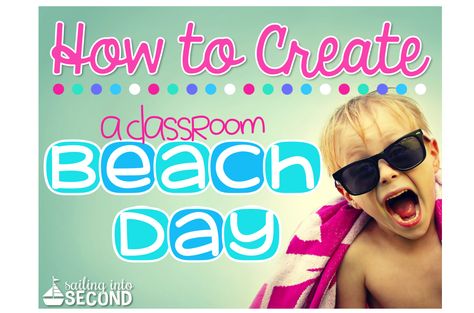 Learn how you can turn your classroom into a learning beach paradise! Classroom Beach Day, Dress Up Ideas For School, Indoor Beach Party, Beach Theme Classroom, Read A Thon, Indoor Beach, Beach Week, Classroom Transformation, Preschool Class