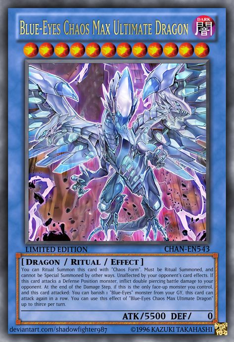 This is a ritual version of neo blue-eyes ultimate dragon you can also considered it a retrain of blue eyes chaos max dragon Yugioh Dragon Cards, Chaos Dragon, Custom Yugioh Cards, Yugioh Dragons, Ultimate Dragon, Yugioh Collection, Dark Blue Eyes, Yugioh Monsters, Dragon Images