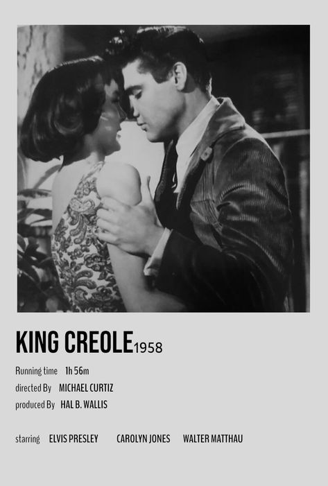 King Creole Movie Poster, Elvis Presley Movie Posters, Elvis Polaroid, Falling In Love Movie, Memphis House, King Creole, Elvis Presley Movies, Carolyn Jones, Girly Movies