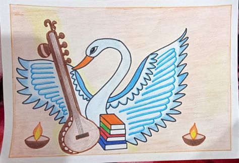 Follow for regular updates..... Easy and Colorful Drawings.... Drawings for students for school..... #HappyBasantPanchami #BasantPanchamiSpecial #Swan #Sitar #Easy&SimpleDecoration Basant Panchami Drawing, Basant Panchami, School Decoration, Drawing Drawing, Bangles Jewelry Designs, Drawing Easy, School Decorations, Cool Art Drawings, Colorful Drawings