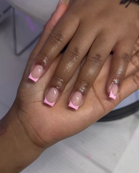 Sweet 13, Kingdom Minded, Pink French Tips, Pink French Nails, Short French, Girly Acrylic, Light Pink Nails, Simple Acrylic, Purple Nail Designs