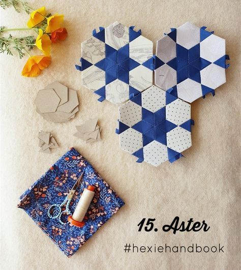 Jodi 💝 English Paper Piecing on Instagram: “Oh pretty Aster, I can't wait to make you!😍 This vintage quilt block is traditionally sewn together with joining diamonds, rather than the…” Hexie Quilts Patterns, Origami Quilt, Hexagon Quilt Pattern, Lucy Boston, Hexie Quilt, English Paper Piecing Quilts, Hexagon Quilt, Sampler Quilt, Modern Quilt Patterns