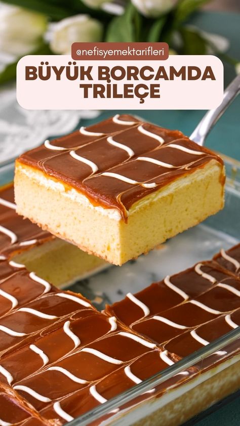 Büyük Borcamda Trileçe - Nefis Yemek Tarifleri Trilece Recipe, Baklava Cheesecake, Pastries Recipes Dessert, Tres Leches Cake Recipe, Citrus Cake, Boston Cream Pie, Kebab Recipes, Tres Leches Cake, Angel Food