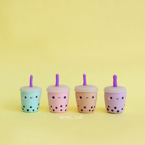 Any boba lover here? Boba Polymer Clay, Clay Bubble Tea, Boba Crafts, Air Dry Clay Ideas For Kids, Boba Milk Tea, Boba Milk, Clay Crafts For Kids, Oven Bake Clay, Tea Diy