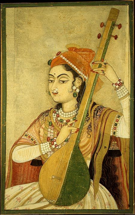 18th century Kishangarh painting --- A Lady playing the 'Tanpura' (a type of musical instrument). Female Wall Art, Art Musical, Indian Classical Music, Mughal Paintings, Music Painting, Indian Music, Antique Artwork, Indian Painting, Art Ancien