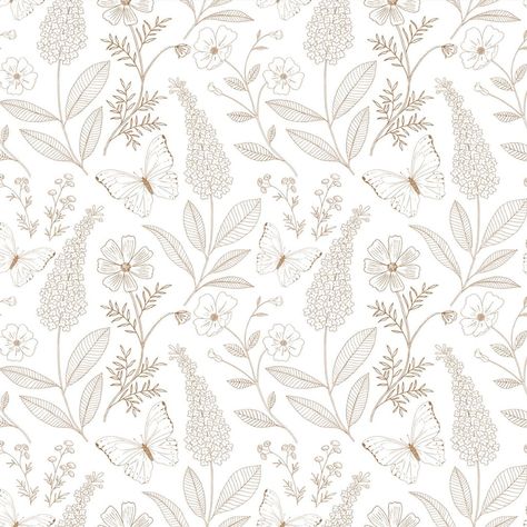 Floral And Butterfly Wallpaper, Wildflower Nursery Wallpaper, Floral Butterfly Wallpaper, Ashlyn Wallpaper, Dainty Wallpaper, Gooseberry Moon, Wildflowers And Butterflies, Nursery Details