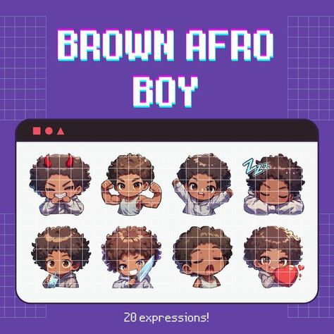 20 Twitch emotes black guy set - stickers bundle, pack; Discord, YouTube; kawaii clipart, cute, chibi, anime; gaming, streaming; boy male Hair clipart #hairclipart Hair clip art | Hairstyle clipart Hairstyle clip art #hairstyleclipart Hairstyle #hairstyle Hairstyles #hairstyles 4.333 Kawaii Emotes, Body Png, Space Bunnies, Curly Afro Hair, Chibi Marvel, Hair Clipart, Kawaii Clipart, Kids Curly Hairstyles, Black Guy