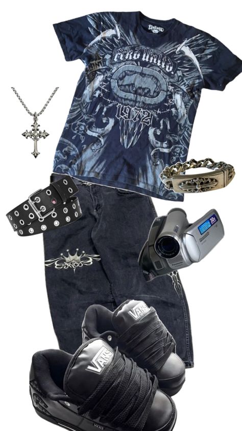 Fit i made with a shirt i bought Affliction Clothing, Baggy Outfit Ideas, Sick Clothes, Skater Outfits, Alt Clothes, Outfits 2000s, Cool Kids Clothes, Streetwear Fits, Baggy Clothes