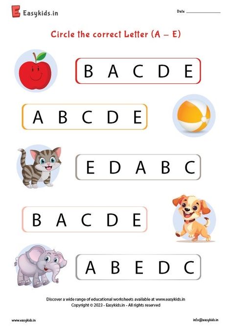 Letter A Recognition Worksheet, Circle The Correct Alphabet Worksheet, Circle The Same Letter Worksheet, Circle The Letter Worksheets, Alphabet Recognition Worksheets, Circle The Correct Letter Worksheet, Nursery English Worksheet, Phonics Games Kindergarten, Capital Letters Worksheet