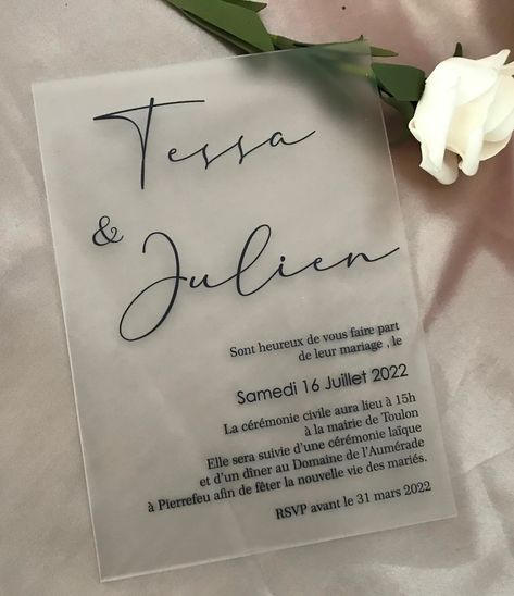 Menu Acrylic, Wedding Invitations Acrylic, Amazon Wedding, Wedding Invitation Trends, Acrylic Wedding Invitation, Ceremony Invitation, Minimalist Invitation, Invite Card, Acrylic Wedding Invitations