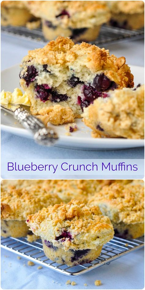 Blueberry Crunch Muffins, Blueberry Muffins With Crumble Topping Easy, Crumb Topping Blueberry Muffins, Bakery Style Blueberry Muffins With Crumb Topping, Blueberry Muffins Crumb Topping, Blueberry Muffins With Streusel Crumb Topping, Blueberry Crunch, Weekend Brunch Recipes, Rock Recipes