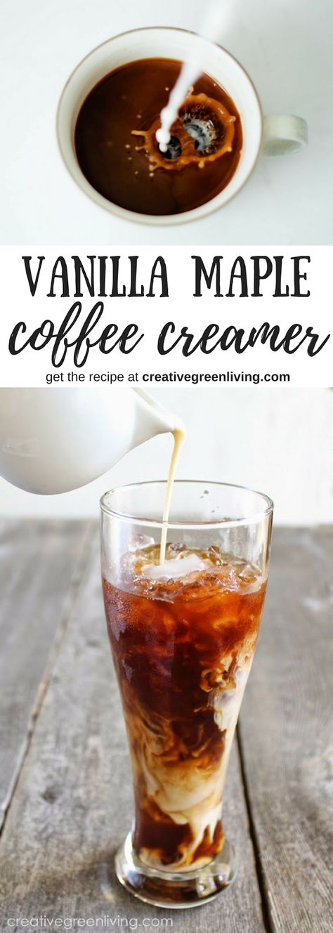 Move over, pumpkin spice, vanilla maple is the new coffee flavor for fall! With this organic creamer in your fridge, you'll be able to power through your day powered by delicious iced or hot coffee. Maple Coffee Creamer, Diy Coffee Creamer, Maple Coffee, French Vanilla Creamer, Vanilla Coffee Creamer, Homemade Coffee Creamer, Coffee Creamer Recipe, French Vanilla Coffee, Creamer Recipe