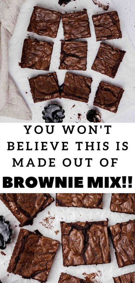 Perfect Box Brownies, Best Brownie Mix Recipe, Box Brownie Mix With Pudding, Perfect Brownies From A Box Baking, Better Box Brownies Recipe, Box Brownies Made Better, How To Doctor Up Boxed Brownies, Doctoring Up Boxed Brownies, Doctored Up Brownie Mix Recipes