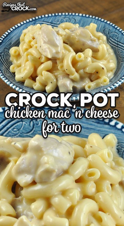 Are you looking for some delicious comfort food for two people? Check out this delicious Chicken Crock Pot Mac ‘n Cheese for Two. via @recipescrock Food For Two People, Crock Pot Mac N Cheese, Chicken Recipes For One, Food For Two, Small Crockpot Recipes, Crockpot Recipes For Two, Mini Crockpot Recipes, Crock Pot Mac, Crockpot Recipes Cheap