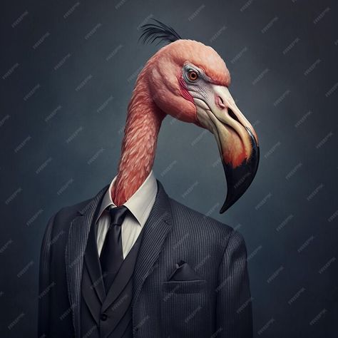 Premium Photo | Portrait of a flamingo dressed in a formal business suit Flamingo Dress, Formal Business, Business Suit, Premium Photo, Flamingo, Stock Photos